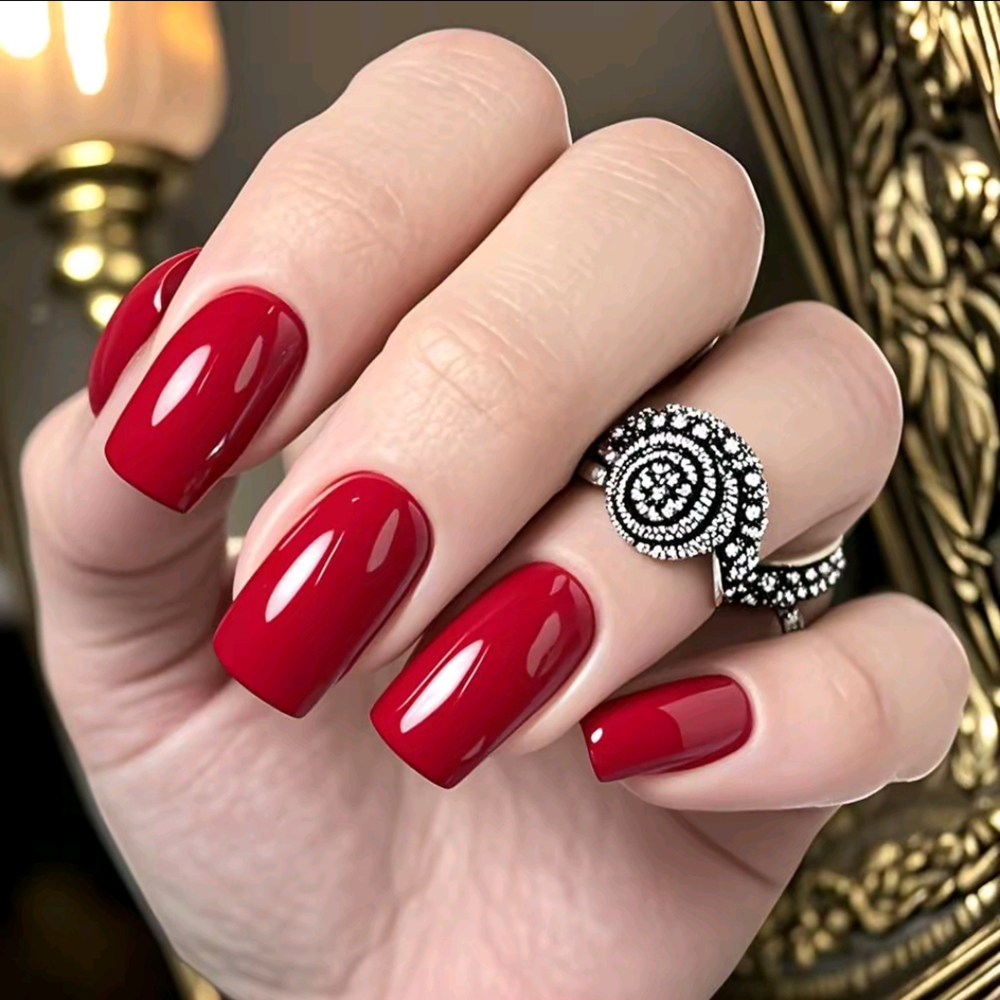 Nail Art Red Wine - 24Pcs Wine Red Long Square Fake