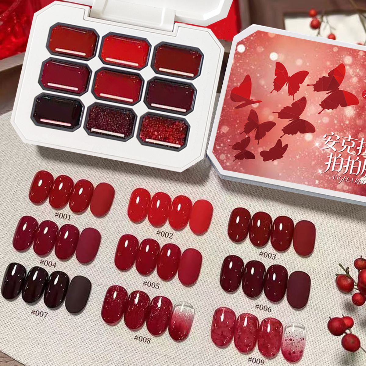 1pc 9-color red solid nail pol - مراجعة Nail Art Red Cherry وسعره