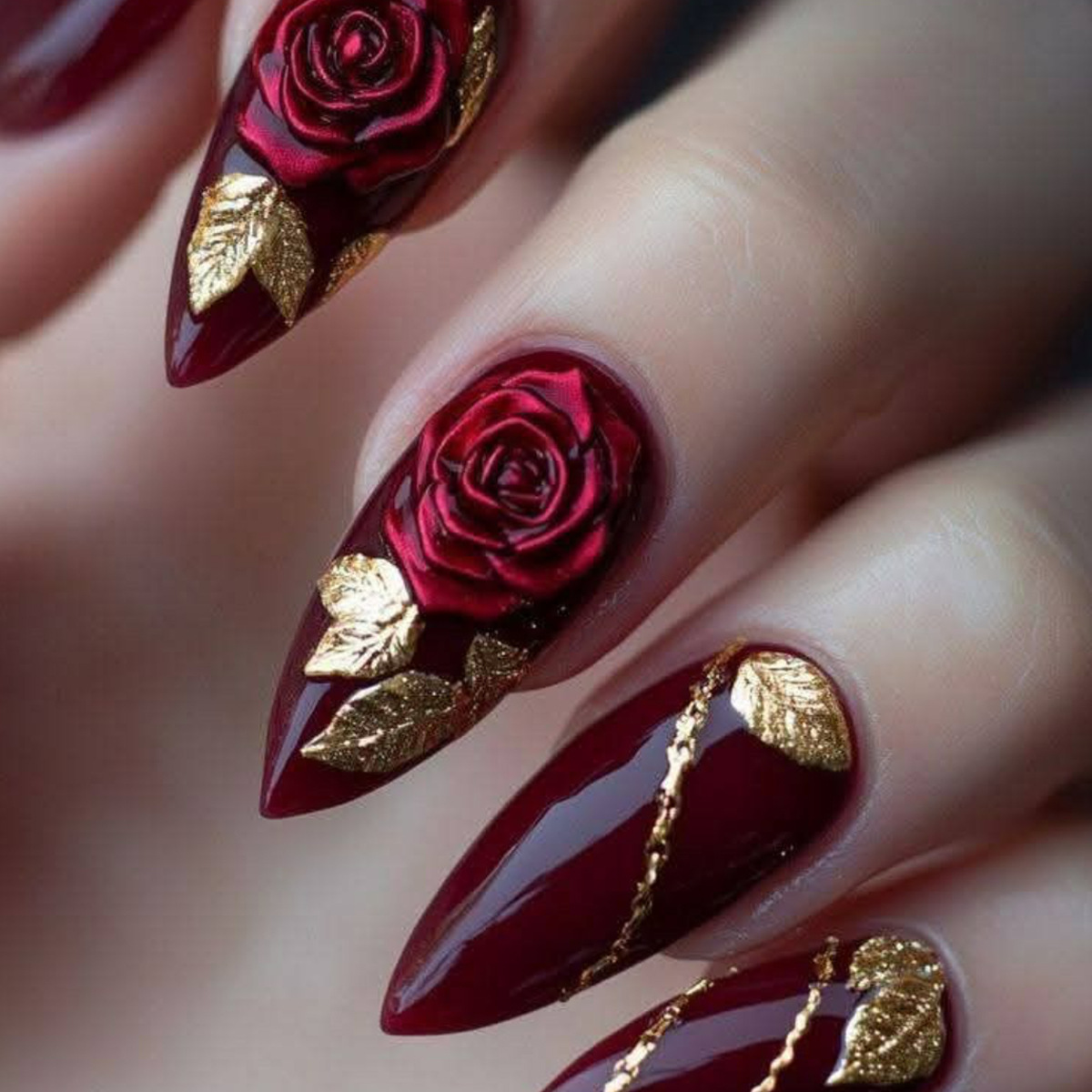 24Pcs fake nail art, Valentine - مراجعة Nail Art Rose Gold وسعره