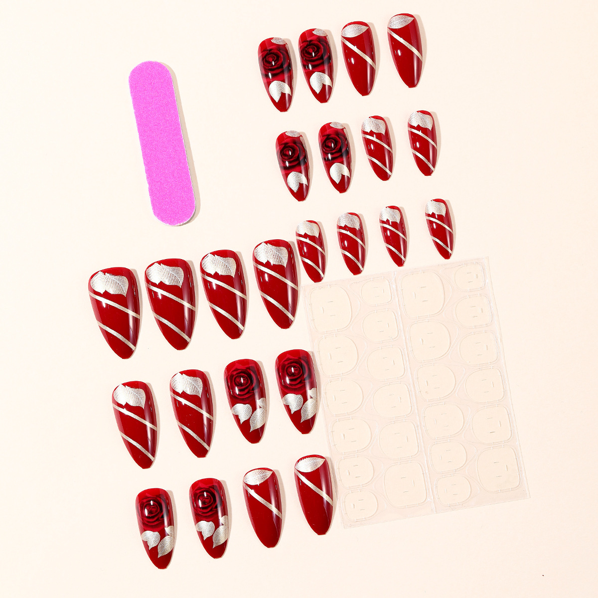 24Pcs fake nail art, Valentine - مراجعة Nail Art Rose Gold وسعره