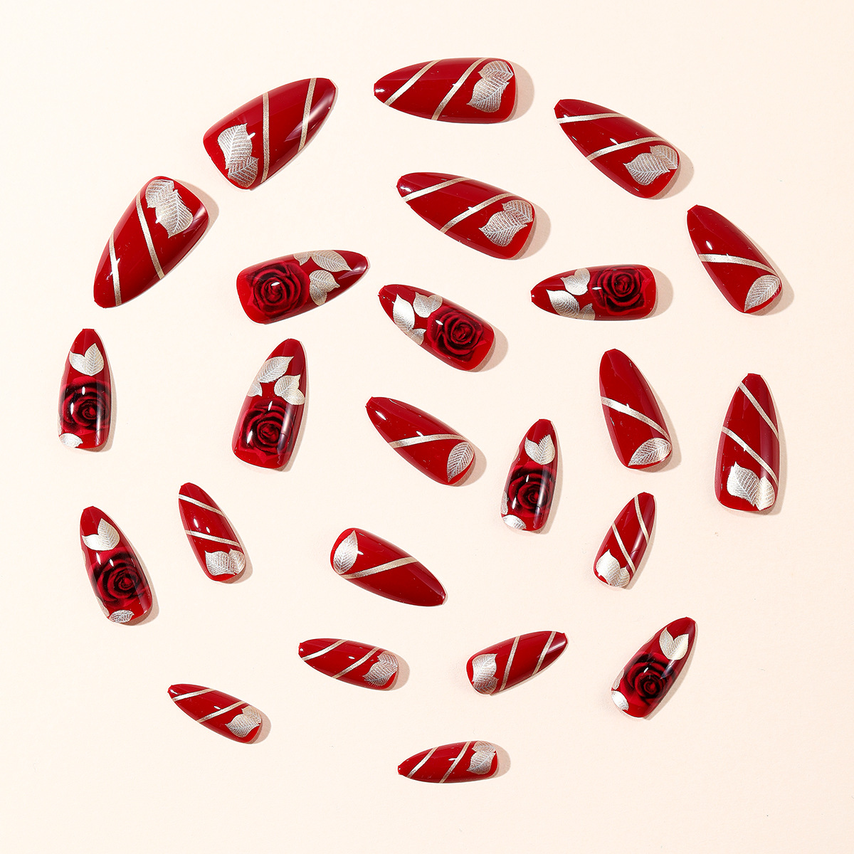 24Pcs fake nail art, Valentine - مراجعة Nail Art Rose Gold وسعره
