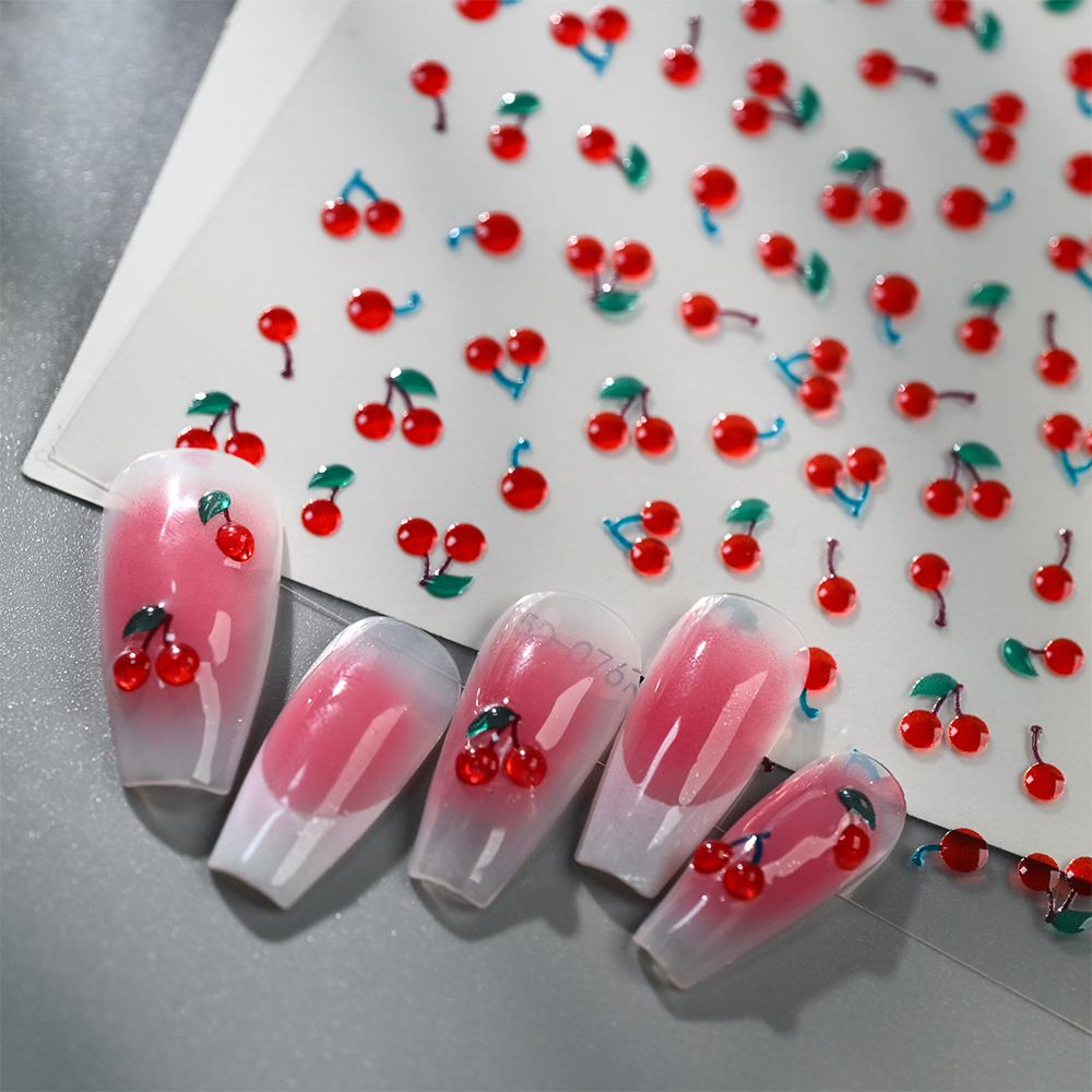 1/2Pcs 5D Cute Red Crystal Che - مراجعة Nail Art Red Cherry وسعره