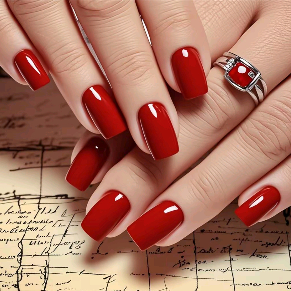 24Pcs Wine Red Long Square Fak - مراجعة Nail Art Red Wine وسعره