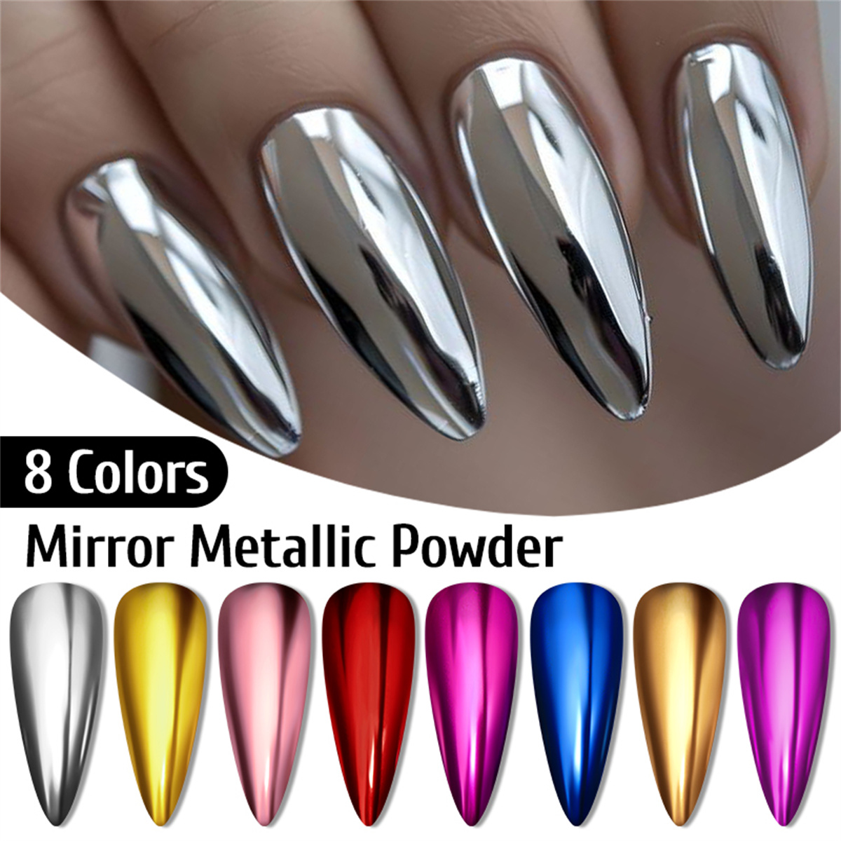 Metallic Gold Silver Mirror Po - مراجعة Nail Art Rose Gold وسعره