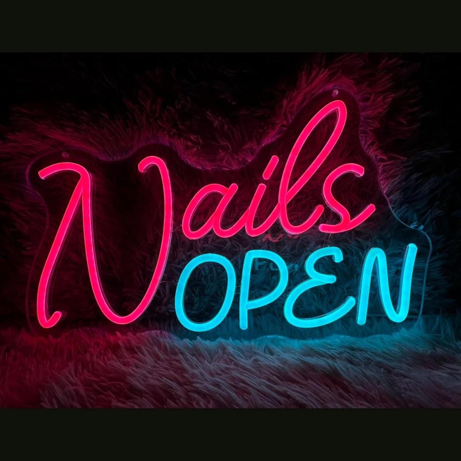 Nails Open Neon Sign USB Dimma - مراجعة Nail Art Nail Art وسعره