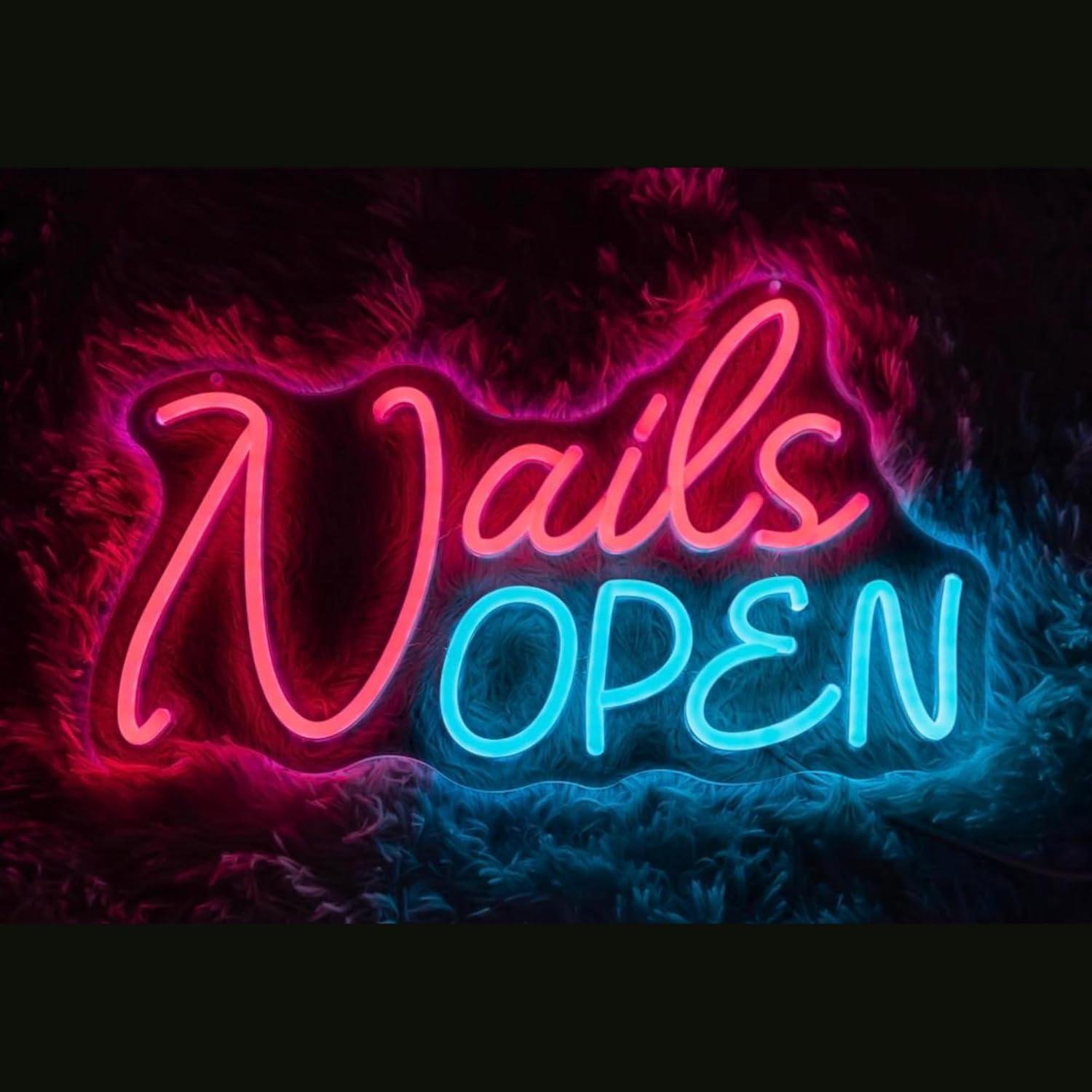 Nails Open Neon Sign USB Dimma - مراجعة Nail Art Nail Art وسعره