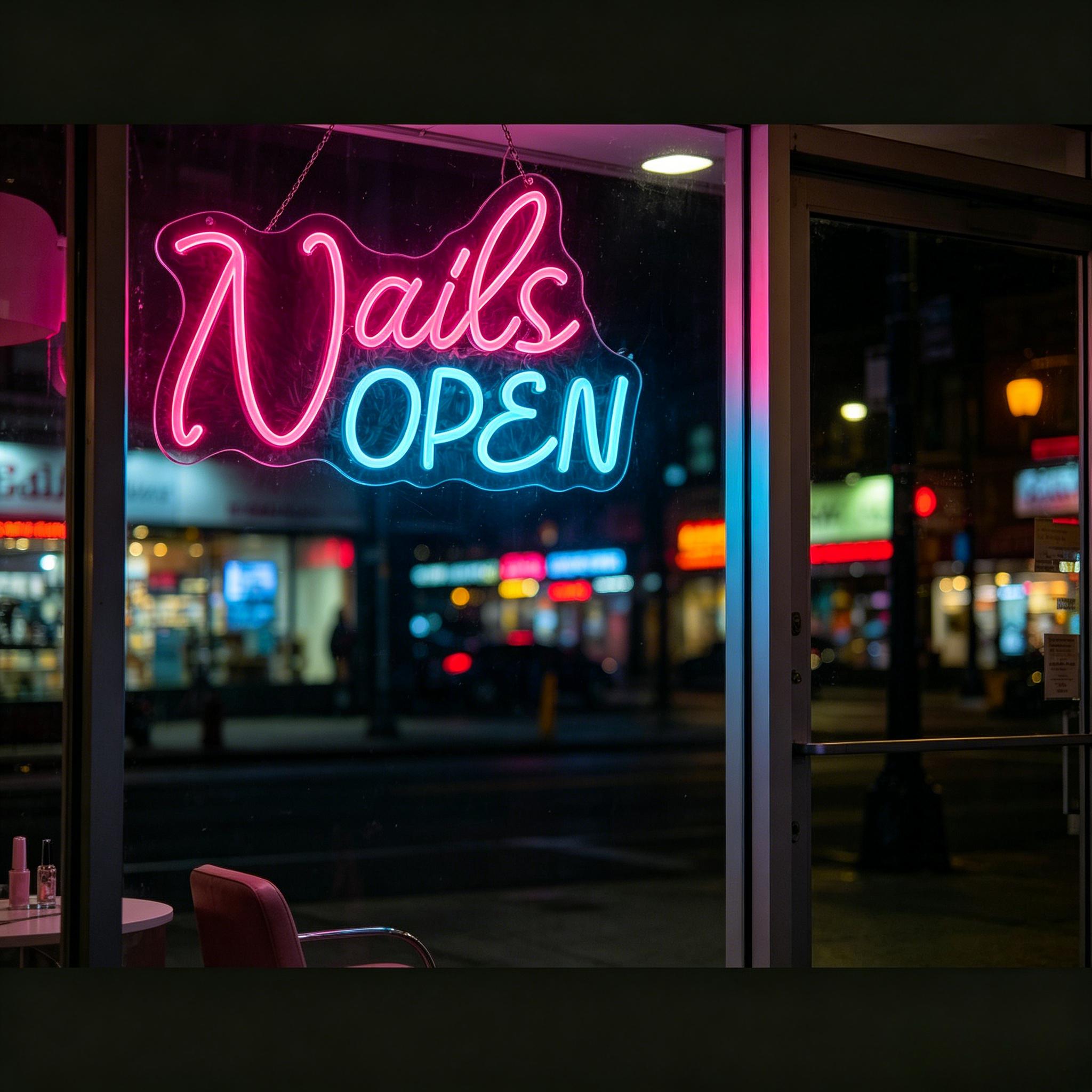 Nails Open Neon Sign USB Dimma - مراجعة Nail Art Nail Art وسعره