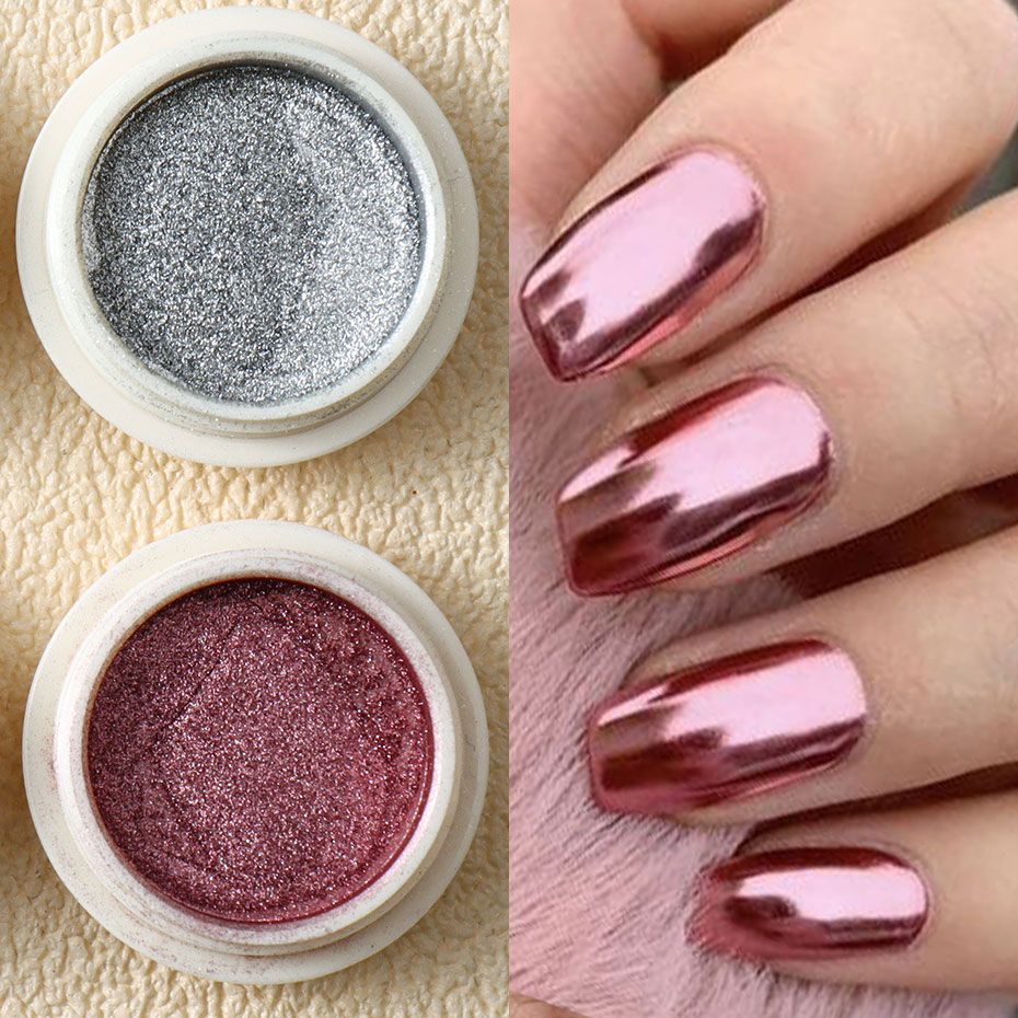 6pc Gold Metallic Mirror Glitt - مراجعة Nail Art Rose Gold وسعره
