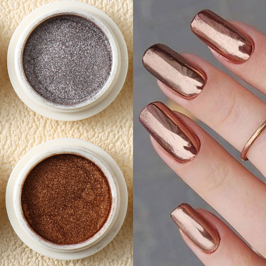 6pc Gold Metallic Mirror Glitt - مراجعة Nail Art Rose Gold وسعره