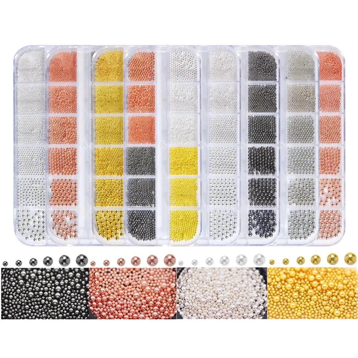 1Box 6Size 0.8-3.0mm Metal Bea - مراجعة Nail Art Rose Gold وسعره