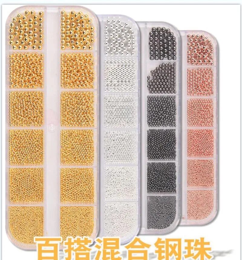 1Box 6Size 0.8-3.0mm Metal Bea - مراجعة Nail Art Rose Gold وسعره