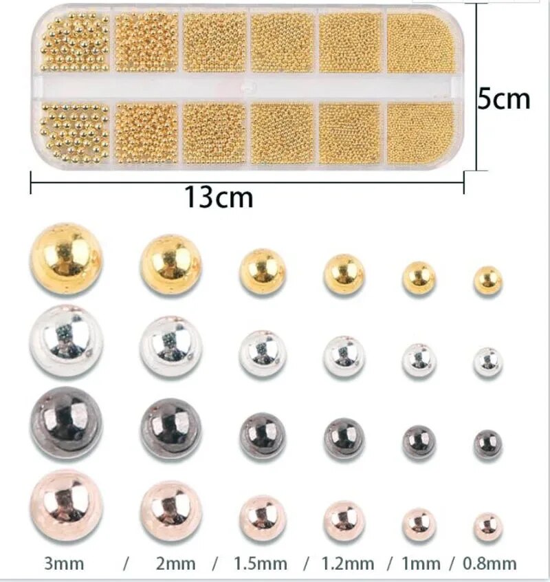 1Box 6Size 0.8-3.0mm Metal Bea - مراجعة Nail Art Rose Gold وسعره