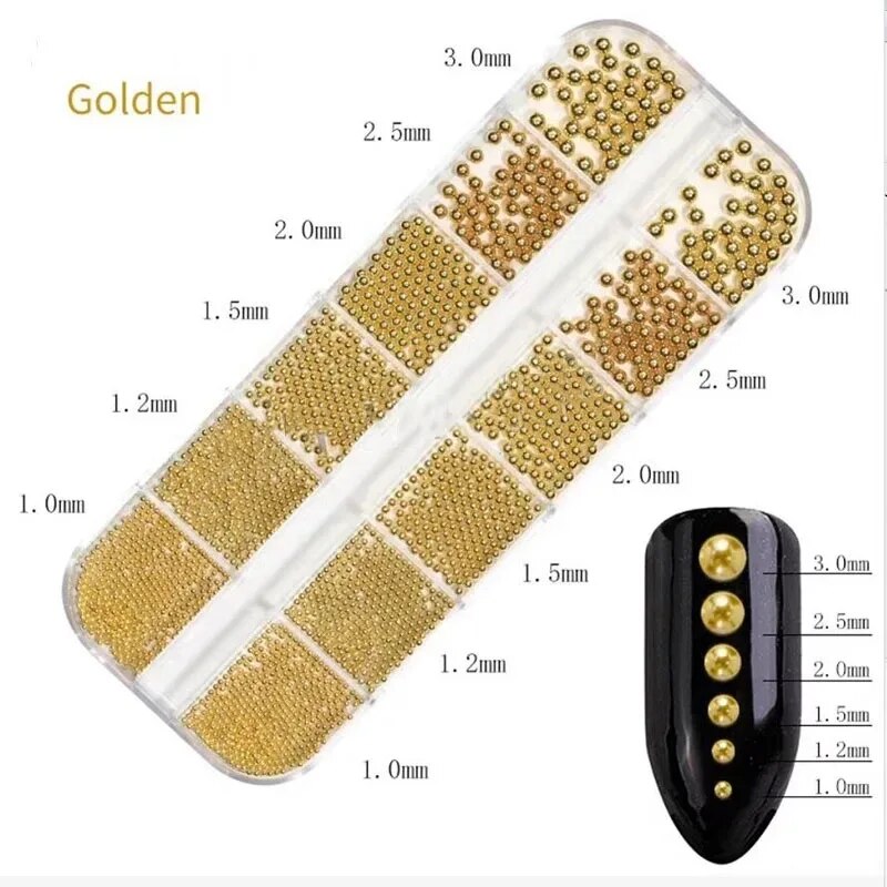 1Box 6Size 0.8-3.0mm Metal Bea - مراجعة Nail Art Rose Gold وسعره