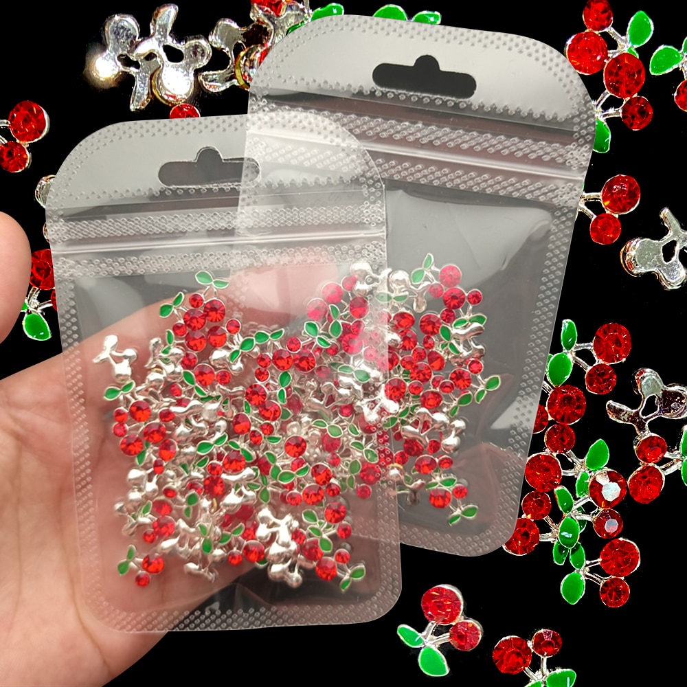 20pcs/bag Cherry Aolly Nail Ch - مراجعة Nail Art Red Cherry وسعره