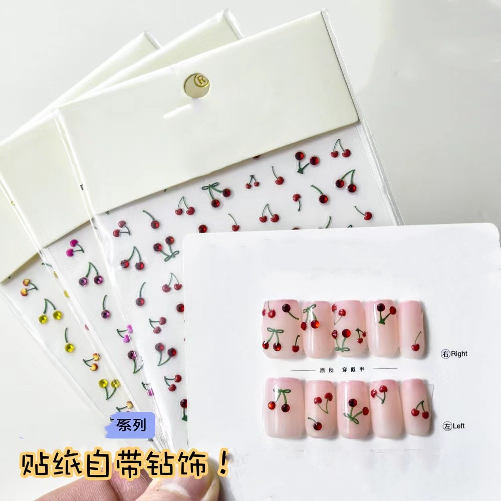1pcs 5D Luxury Red Pink Yellow - مراجعة Nail Art Red Cherry وسعره