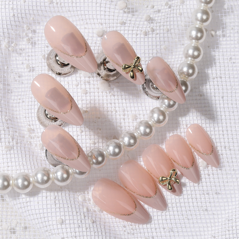 24pcs Gold bow Nail Art Wearab - مراجعة Nail Art France وسعره