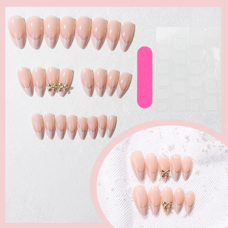24pcs Gold bow Nail Art Wearab - مراجعة Nail Art France وسعره