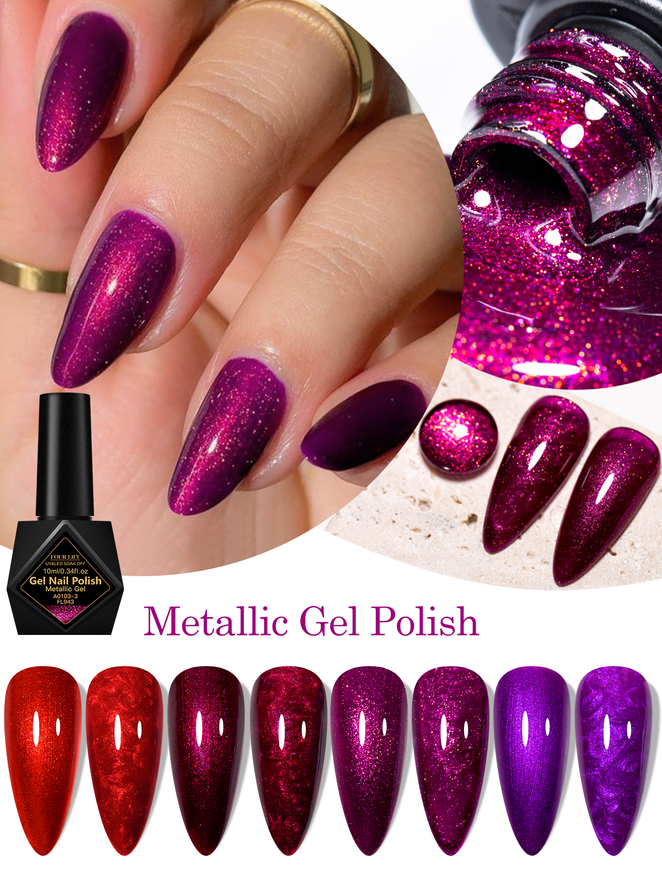 FOUR LILY Metallic Gel Nail Po - مراجعة Nail Art Fuchsia وسعره