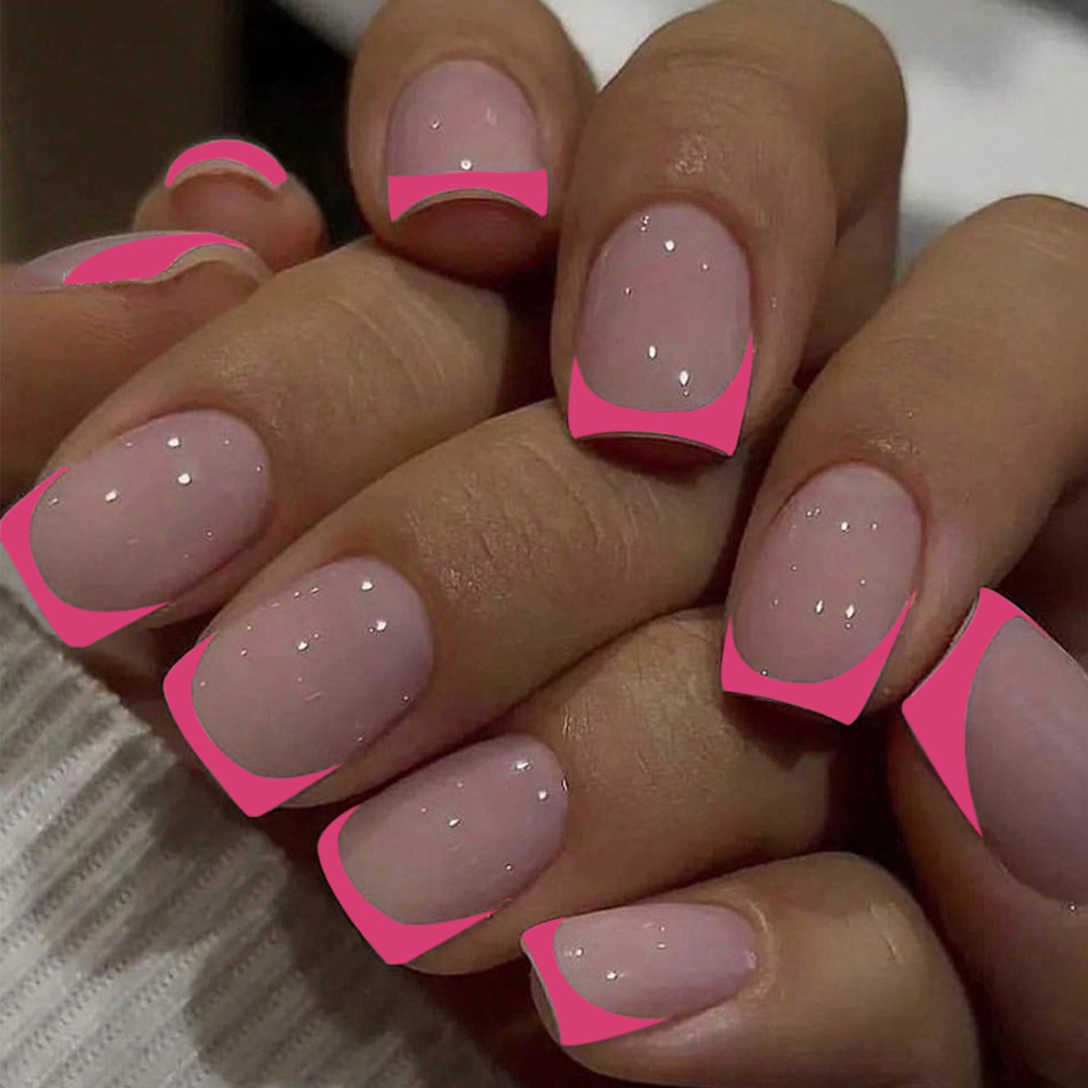 24pcs Short Square Black Franc - مراجعة Nail Art France وسعره