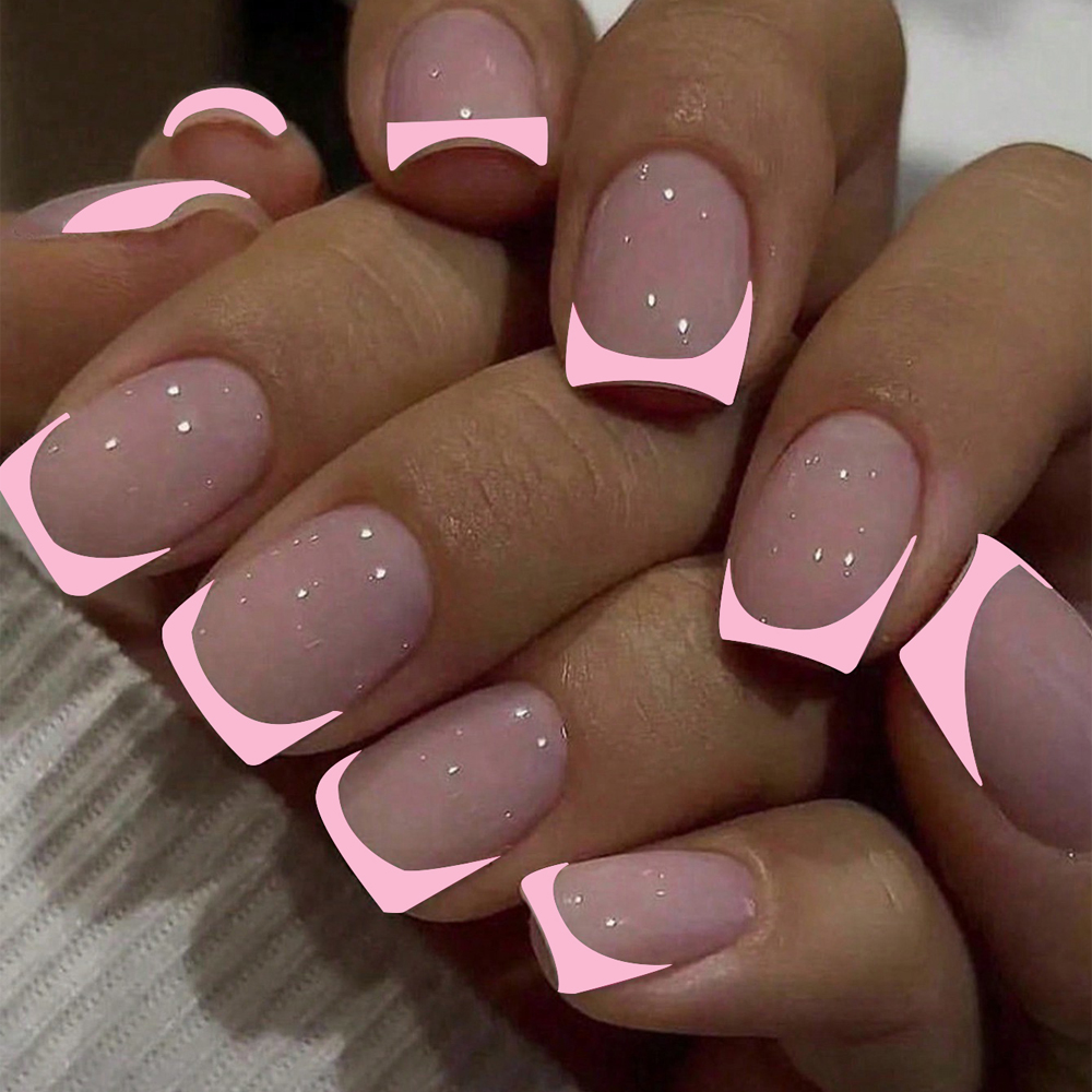 24pcs Short Square Black Franc - مراجعة Nail Art France وسعره