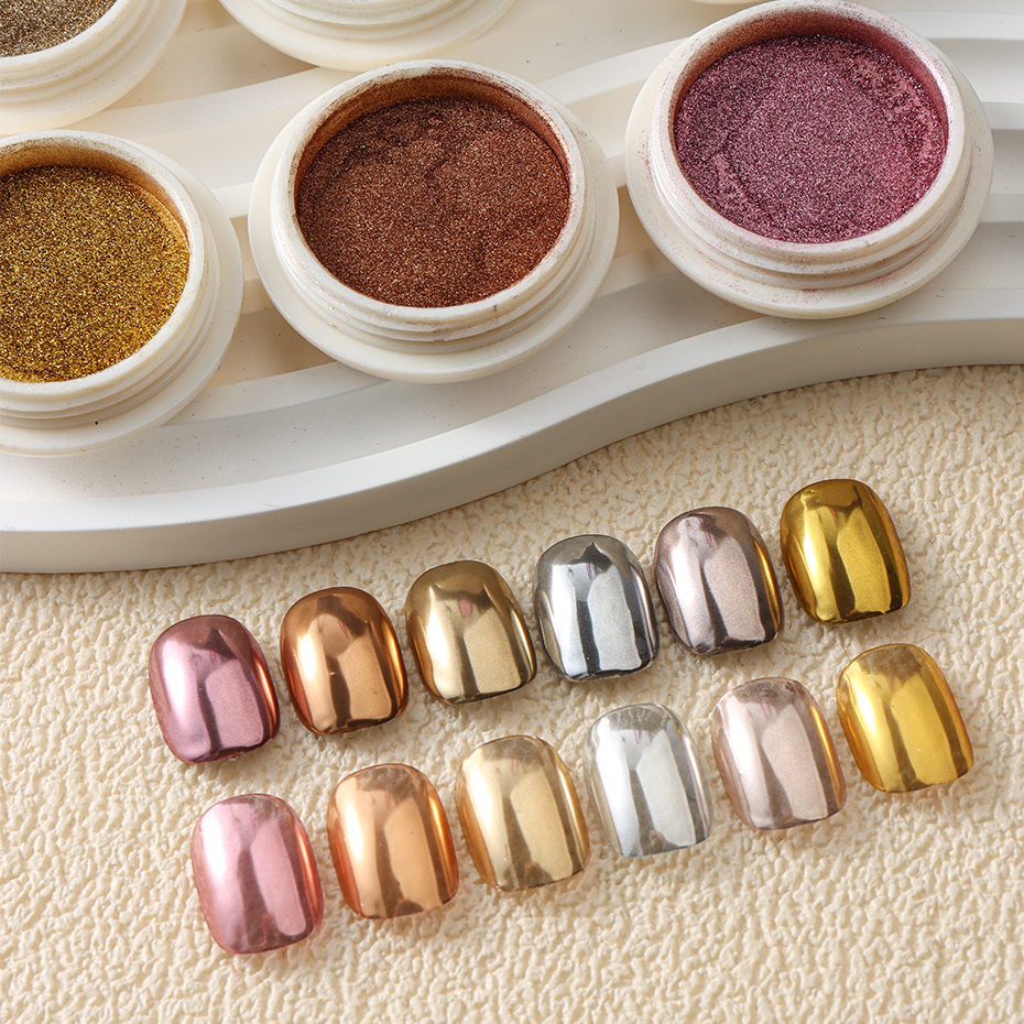 6pcs Champange Gold Silver Mir - مراجعة Nail Art Rose Gold وسعره