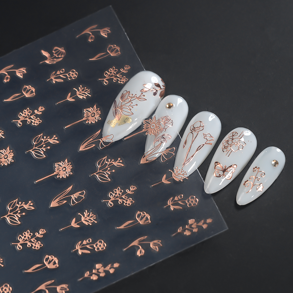 12Pcs 3D Rose gold Leaf Nail A - مراجعة Nail Art Rose Gold وسعره