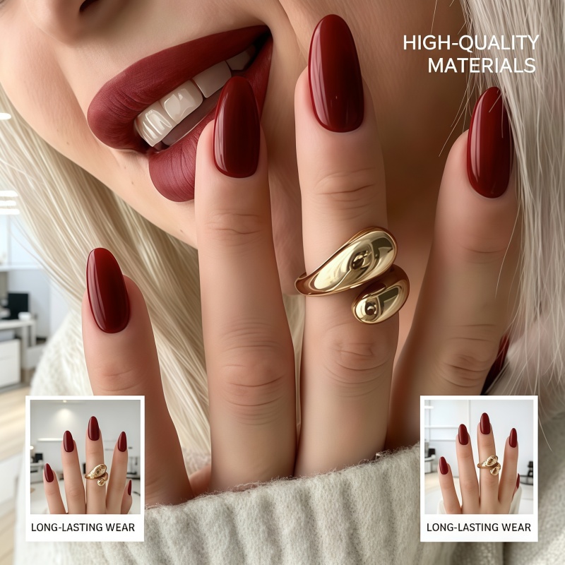 2026 New 24PCS Solid color win - مراجعة Nail Art Red Wine وسعره