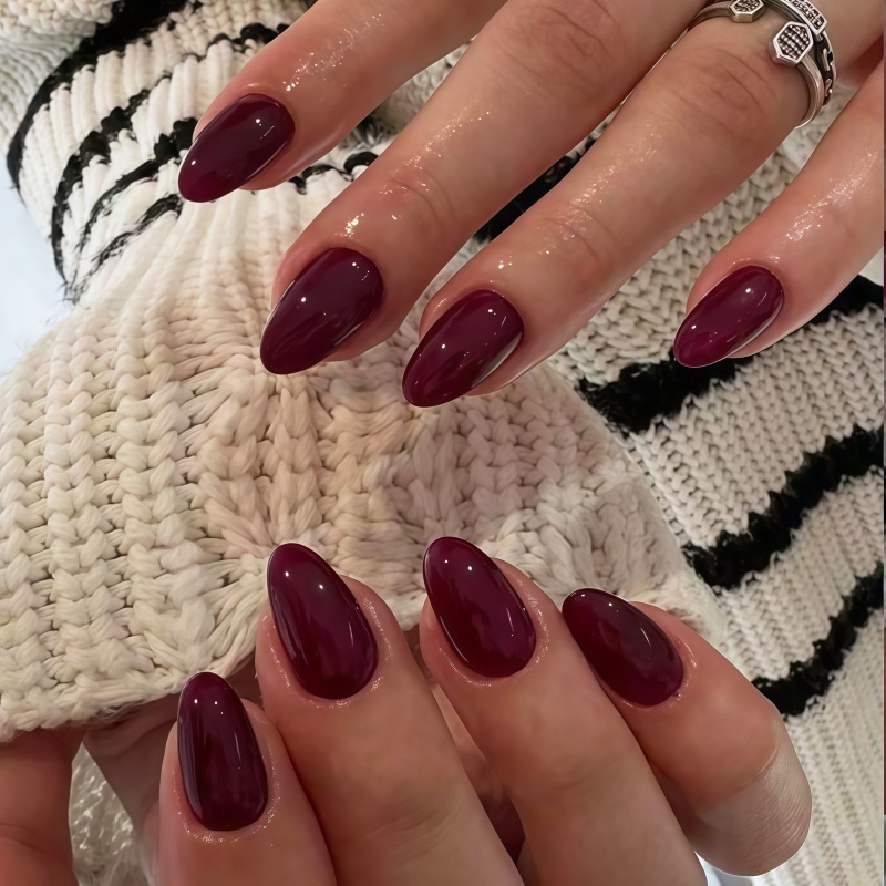 2026 New 24PCS Solid color win - مراجعة Nail Art Red Wine وسعره