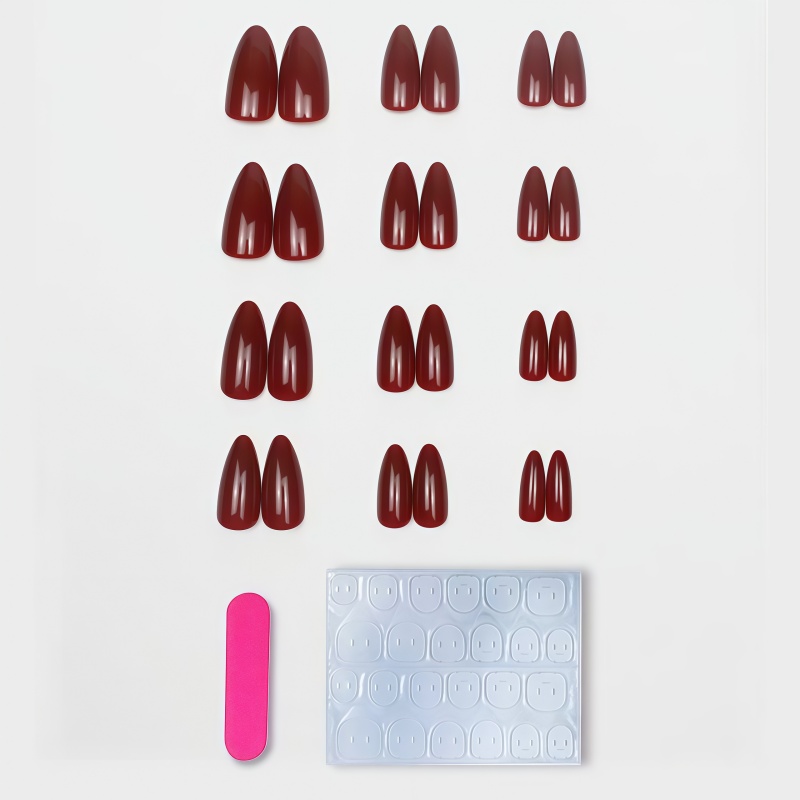 2026 New 24PCS Solid color win - مراجعة Nail Art Red Wine وسعره