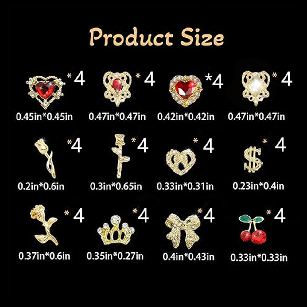 48Pcs 3D Gold Y2K Bulk Art Dec - مراجعة Nail Art Rose Gold وسعره