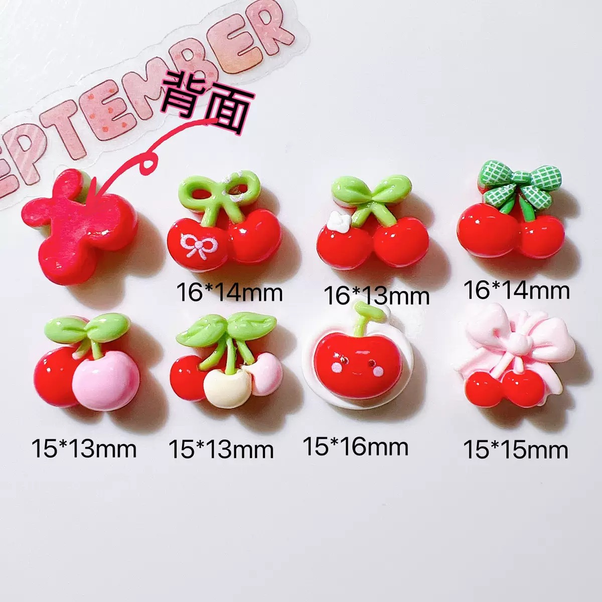 20Pcs Cute Mini cartoon with v - مراجعة Nail Art Red Cherry وسعره