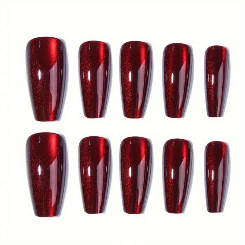 24Pcs Red Cat's Eye Wearing Na - مراجعة Nail Art Red Cherry وسعره