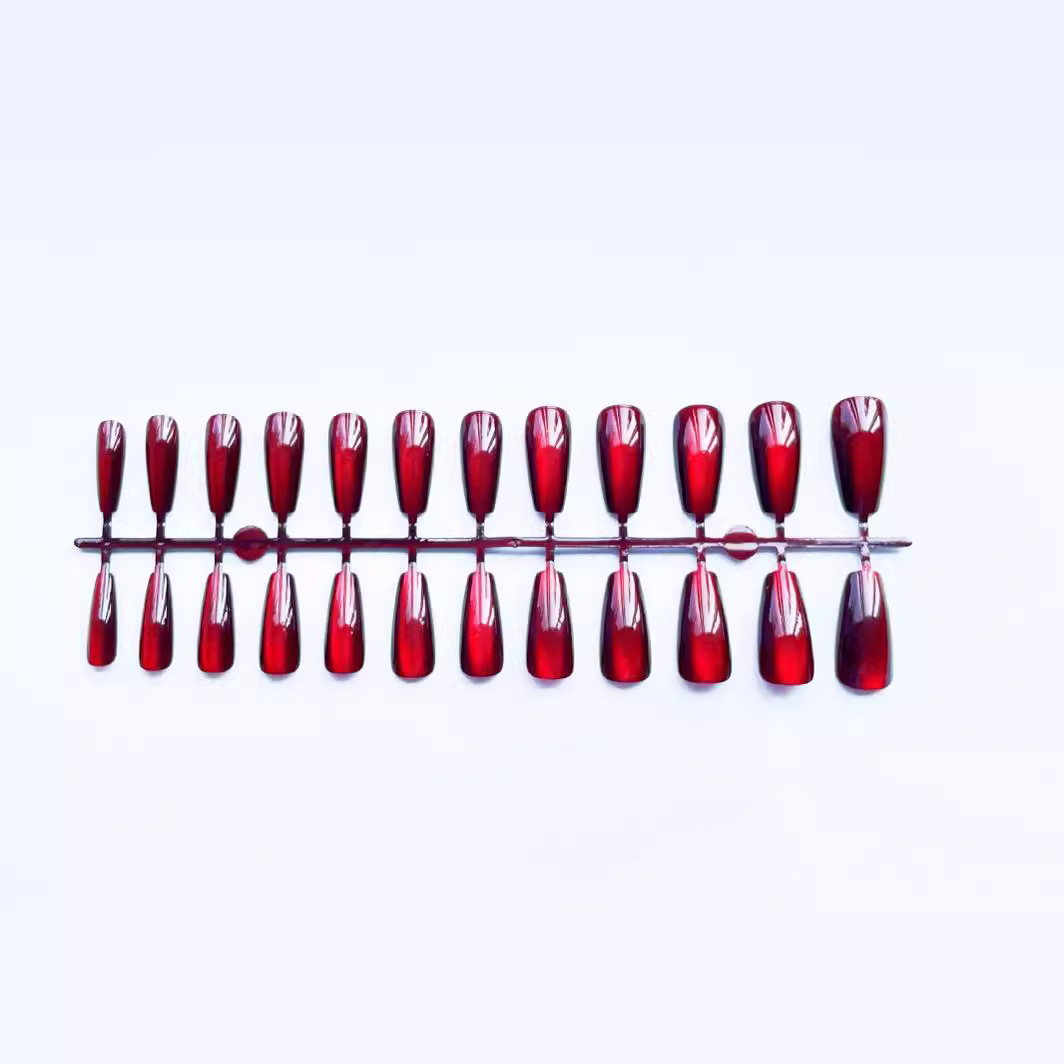 24Pcs Red Cat's Eye Wearing Na - مراجعة Nail Art Red Cherry وسعره