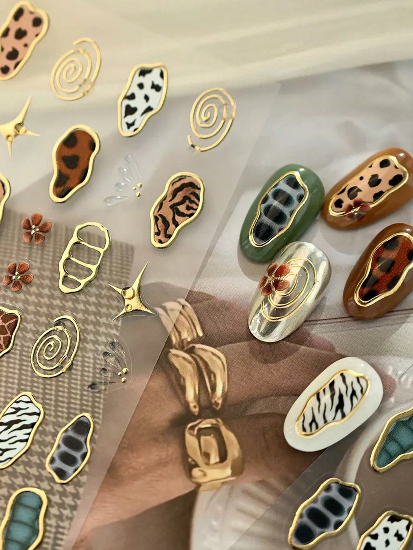 1pc French Leopard Print Color - مراجعة Nail Art Nail Art وسعره