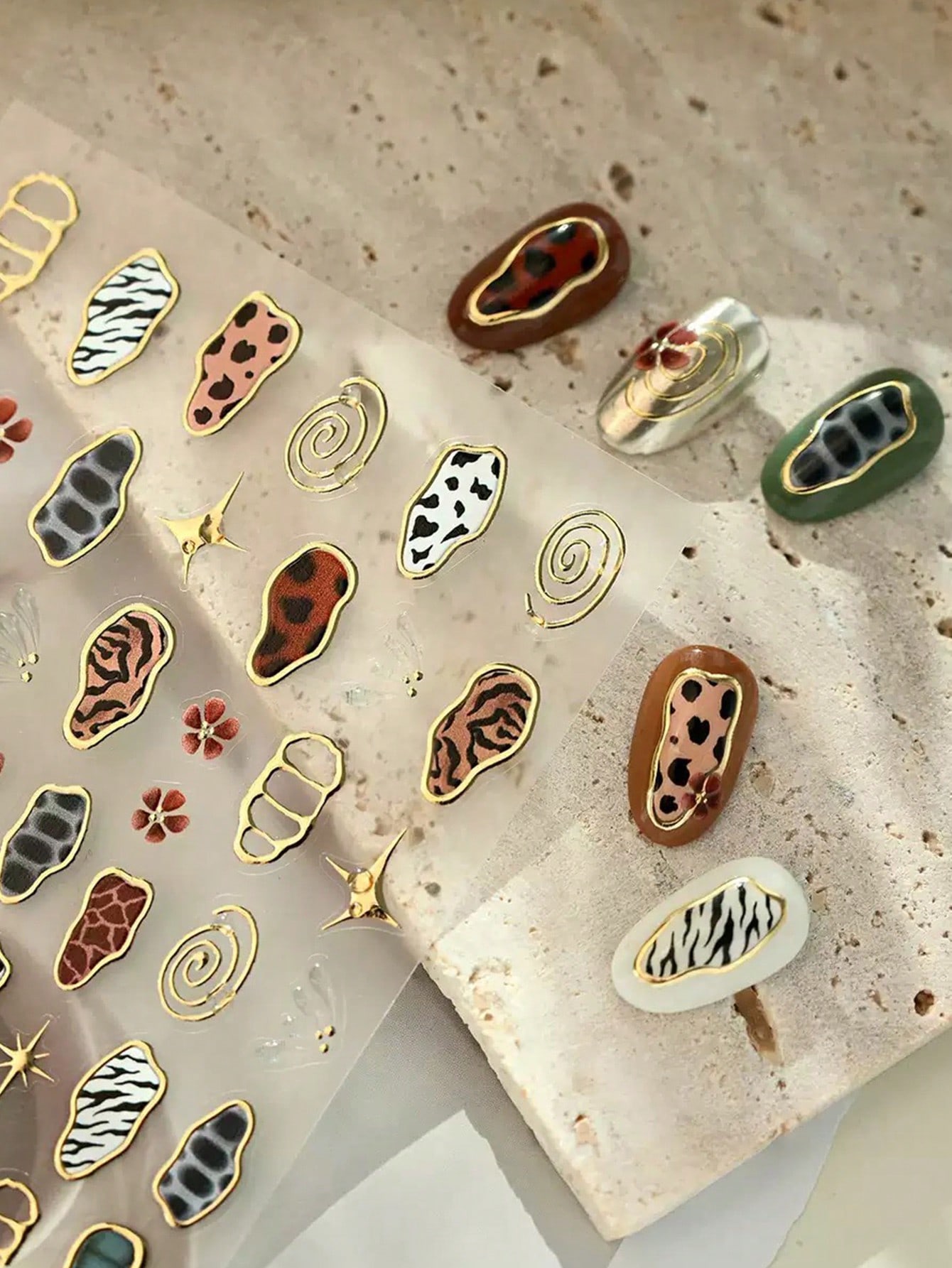 1pc French Leopard Print Color - مراجعة Nail Art Nail Art وسعره