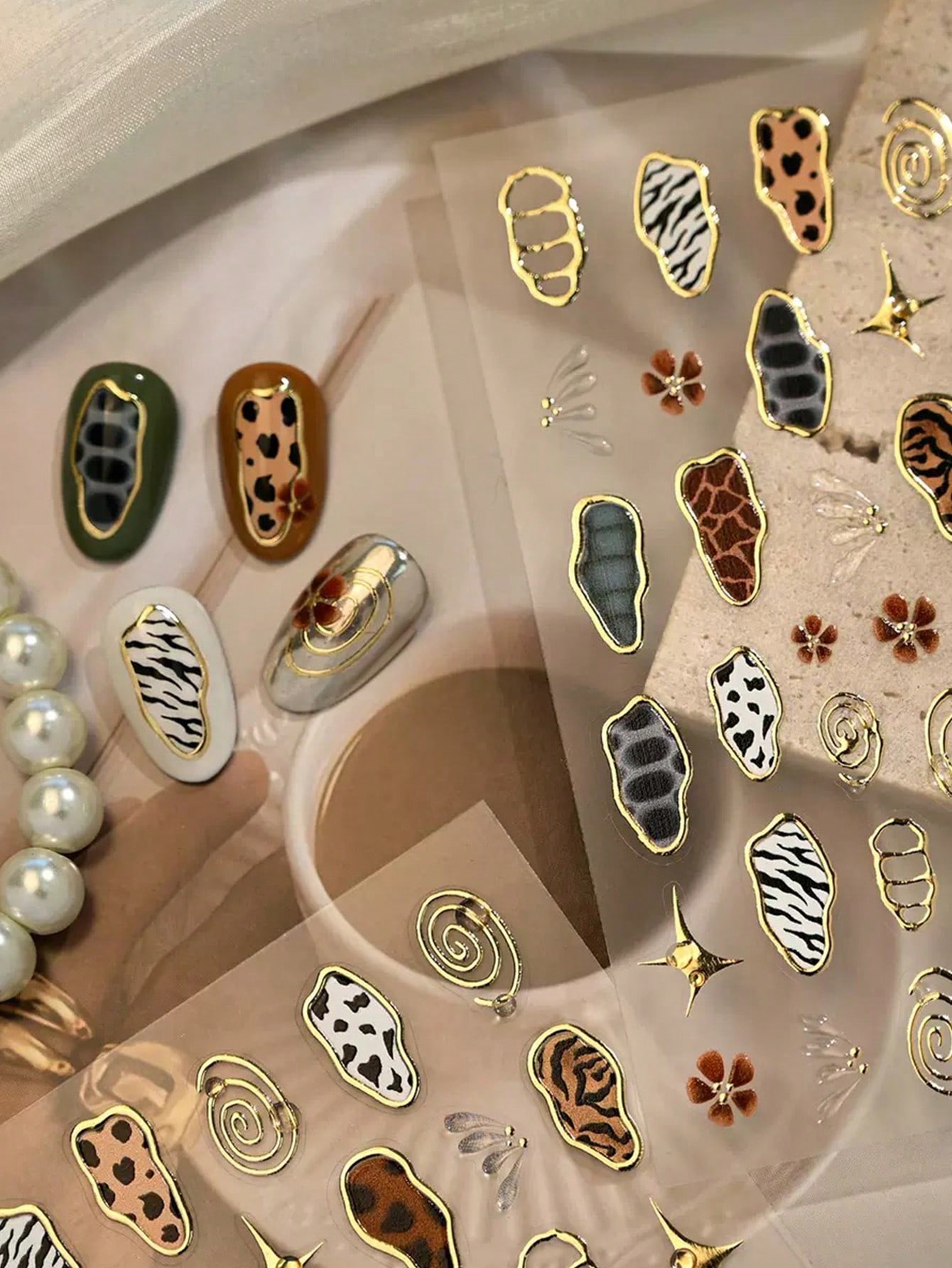 1pc French Leopard Print Color - مراجعة Nail Art Nail Art وسعره