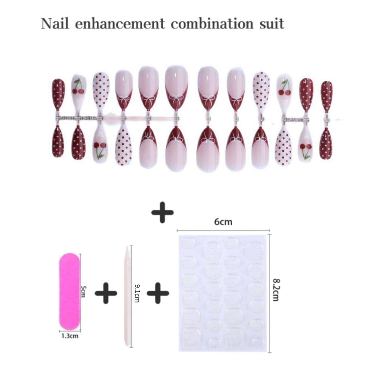 24PCS Fanshion Red French Pres - مراجعة Nail Art Red Cherry وسعره