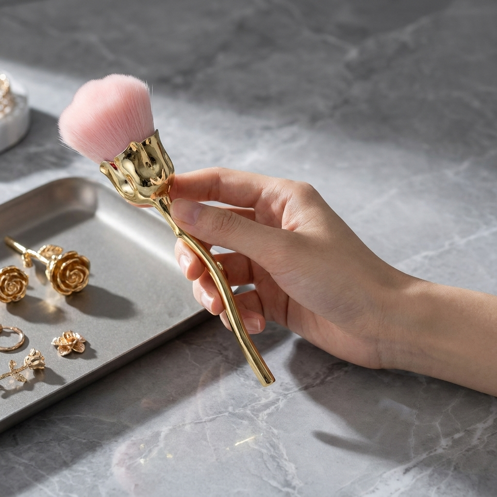 Gold Rose Shape Flower Nail Br - مراجعة Nail Art Rose Gold وسعره