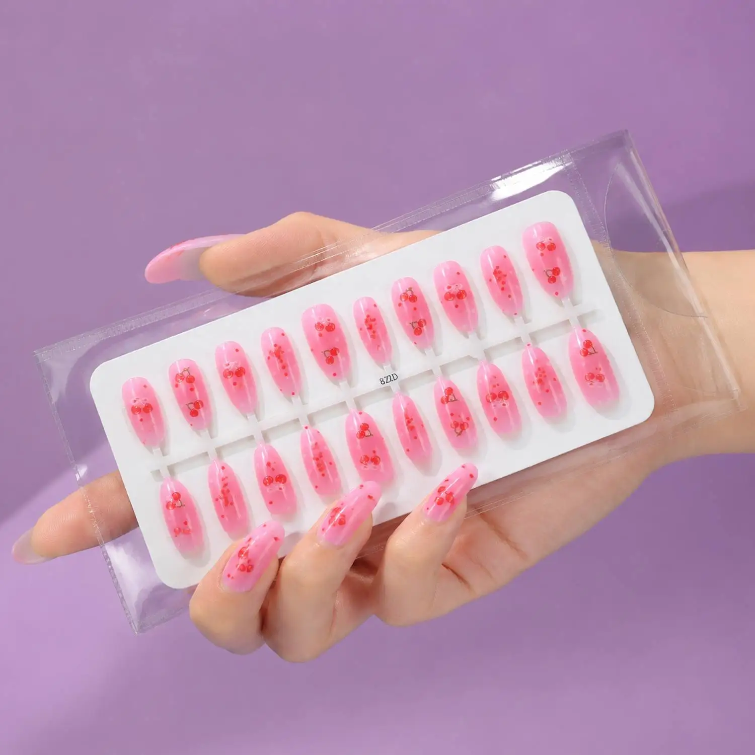 1Bag 3D Cherry On Pink Cherry  - مراجعة Nail Art Red Cherry وسعره