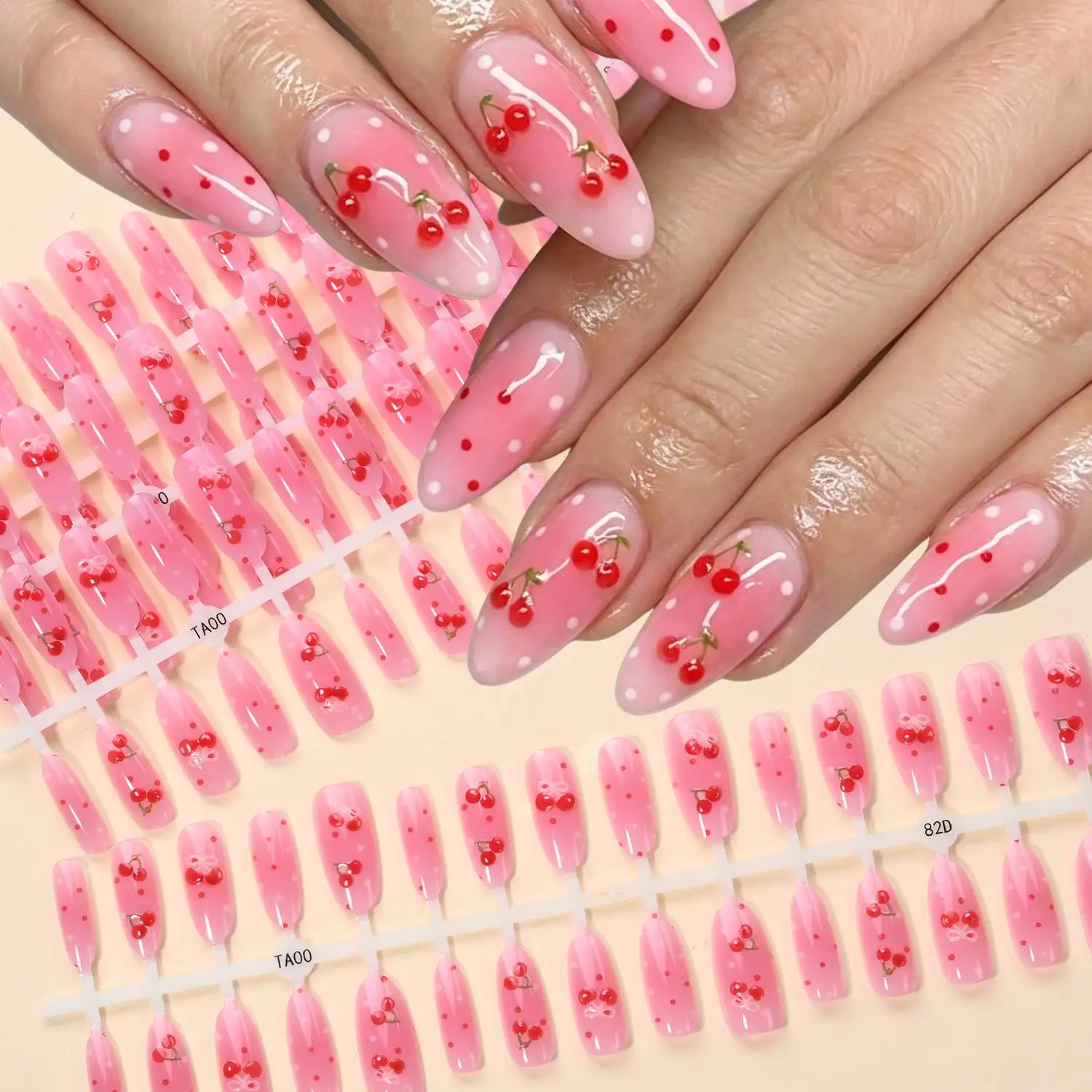 1Bag 3D Cherry On Pink Cherry  - مراجعة Nail Art Red Cherry وسعره