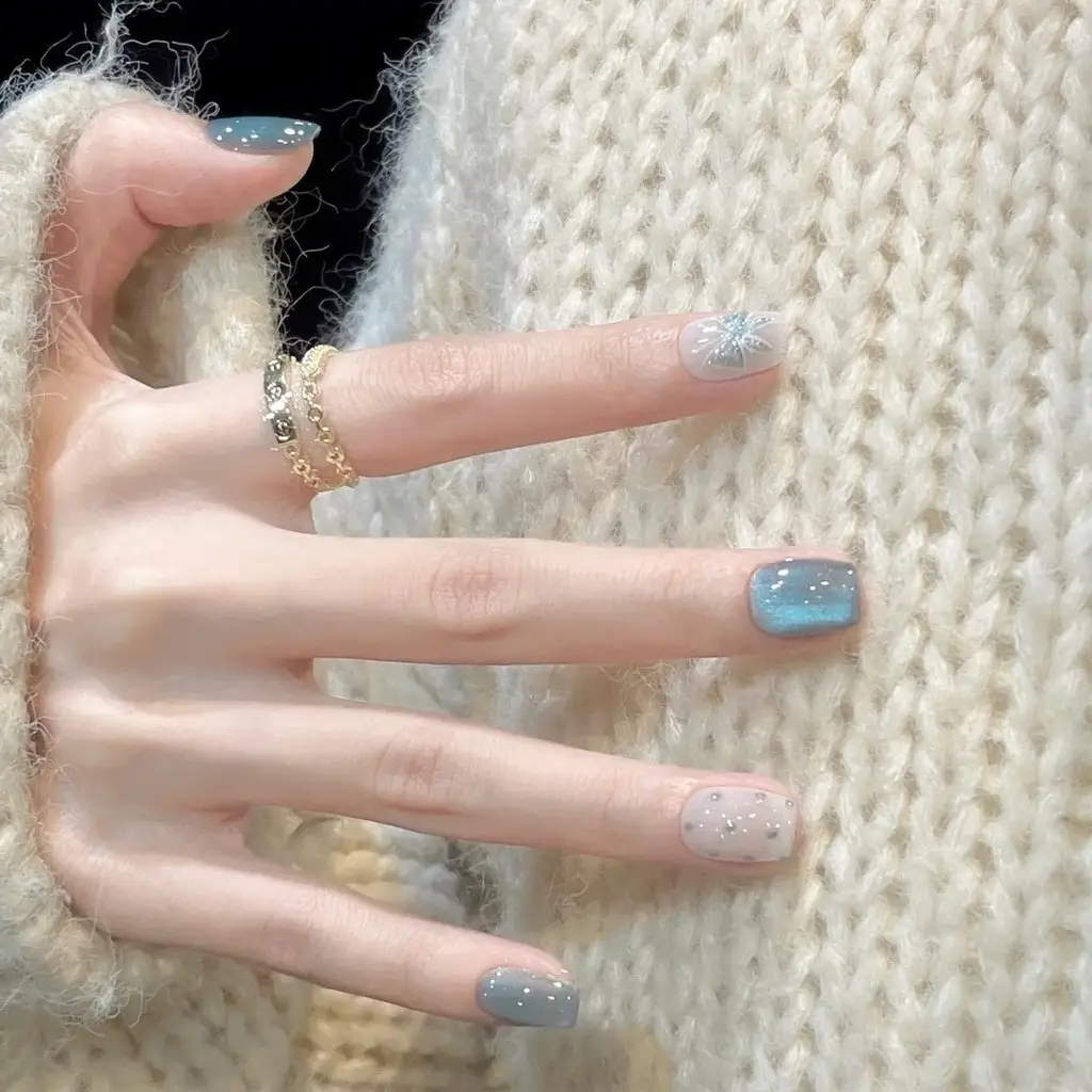 Cool Emerald Cat Eye Handmade  - مراجعة Nail Art Emerald Blue وسعره