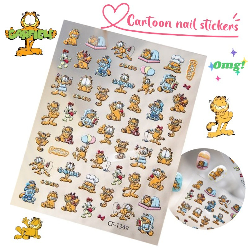 New Garfield Nail Art Stickers - مراجعة Nail Art Nail Art وسعره