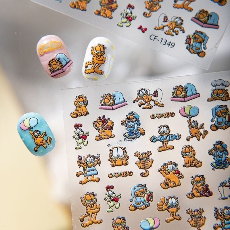 New Garfield Nail Art Stickers - مراجعة Nail Art Nail Art وسعره