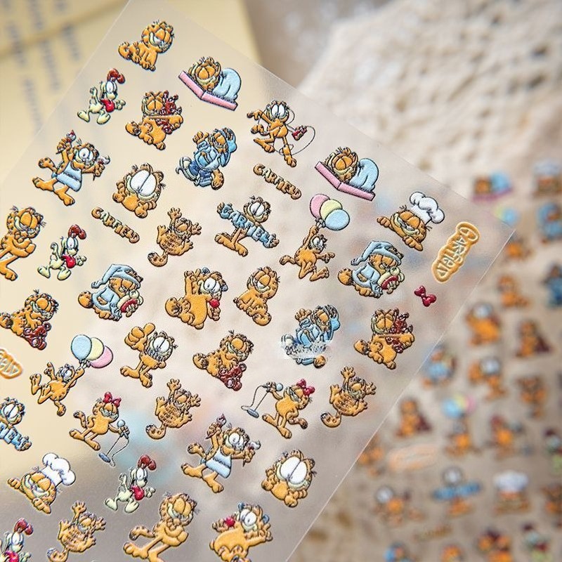 New Garfield Nail Art Stickers - مراجعة Nail Art Nail Art وسعره