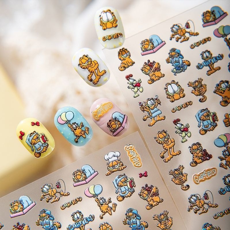 New Garfield Nail Art Stickers - مراجعة Nail Art Nail Art وسعره