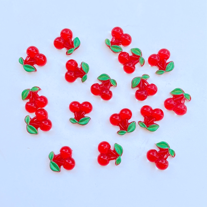 50Pcs Cute Mini Fruit Red Cher - مراجعة Nail Art Red Cherry وسعره