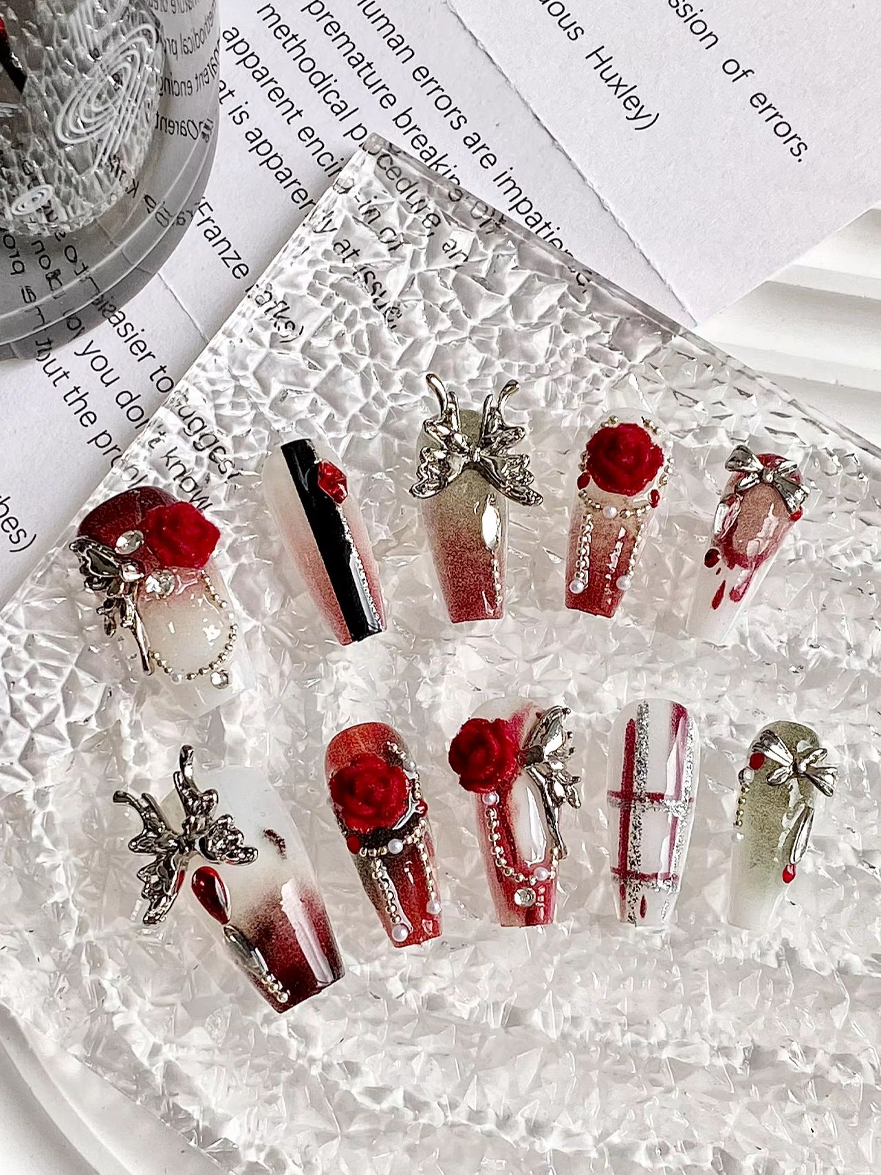 10-Piece Set of Wine Red Gradi - مراجعة Nail Art Red Wine وسعره