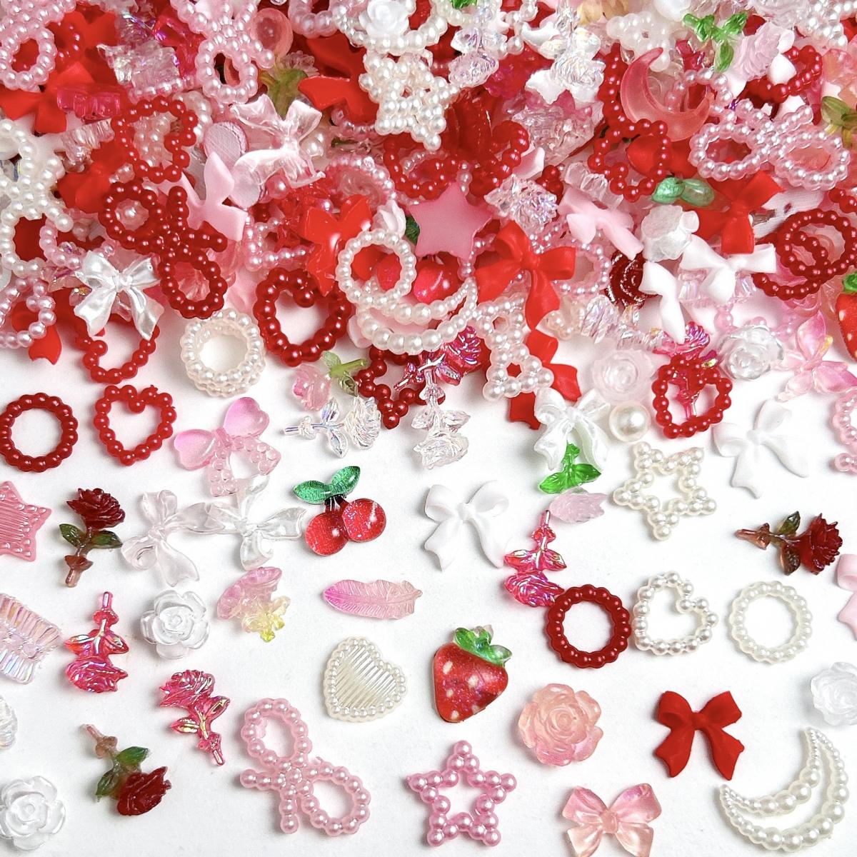 Random Mixed Sweet Red White S - مراجعة Nail Art Red Cherry وسعره