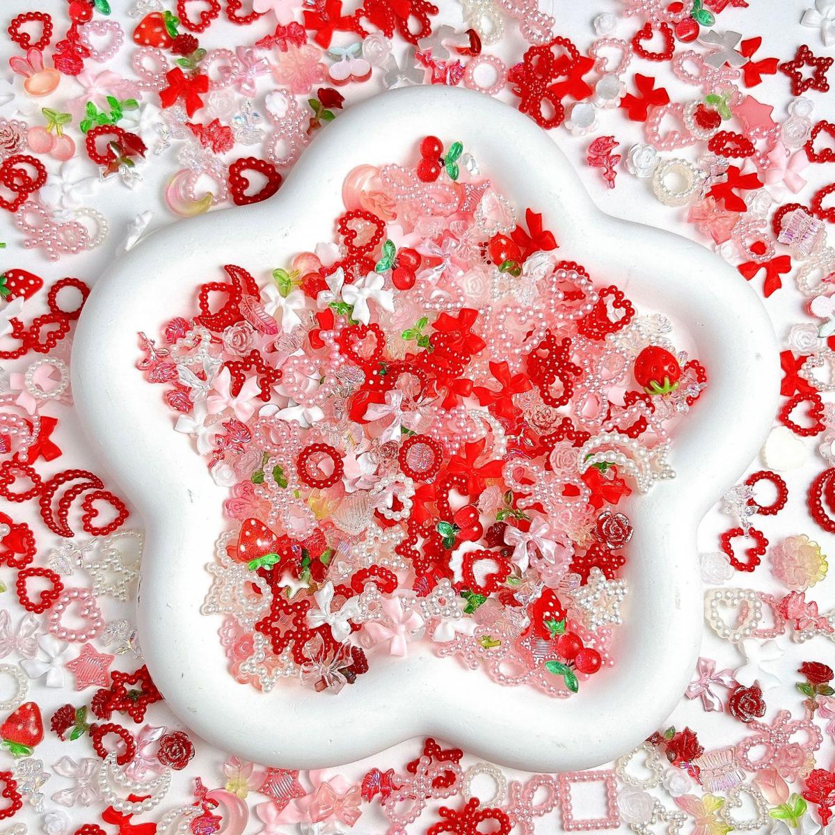 Random Mixed Sweet Red White S - مراجعة Nail Art Red Cherry وسعره