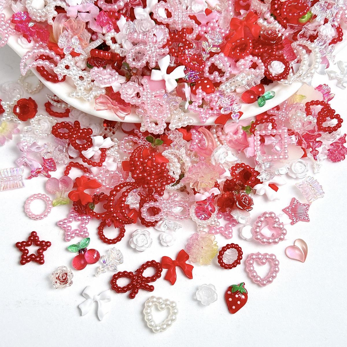 Random Mixed Sweet Red White S - مراجعة Nail Art Red Cherry وسعره